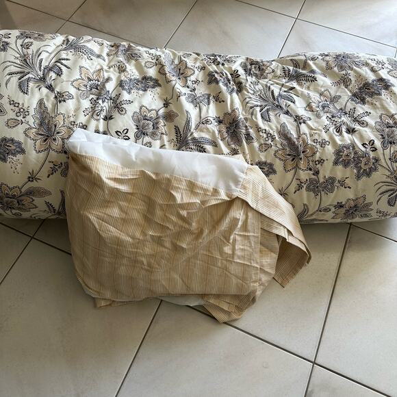 Ralph Lauren Colonial Jacobean Floral Beige Gray Comforter Skirt Set Queen - Picture 8 of 10